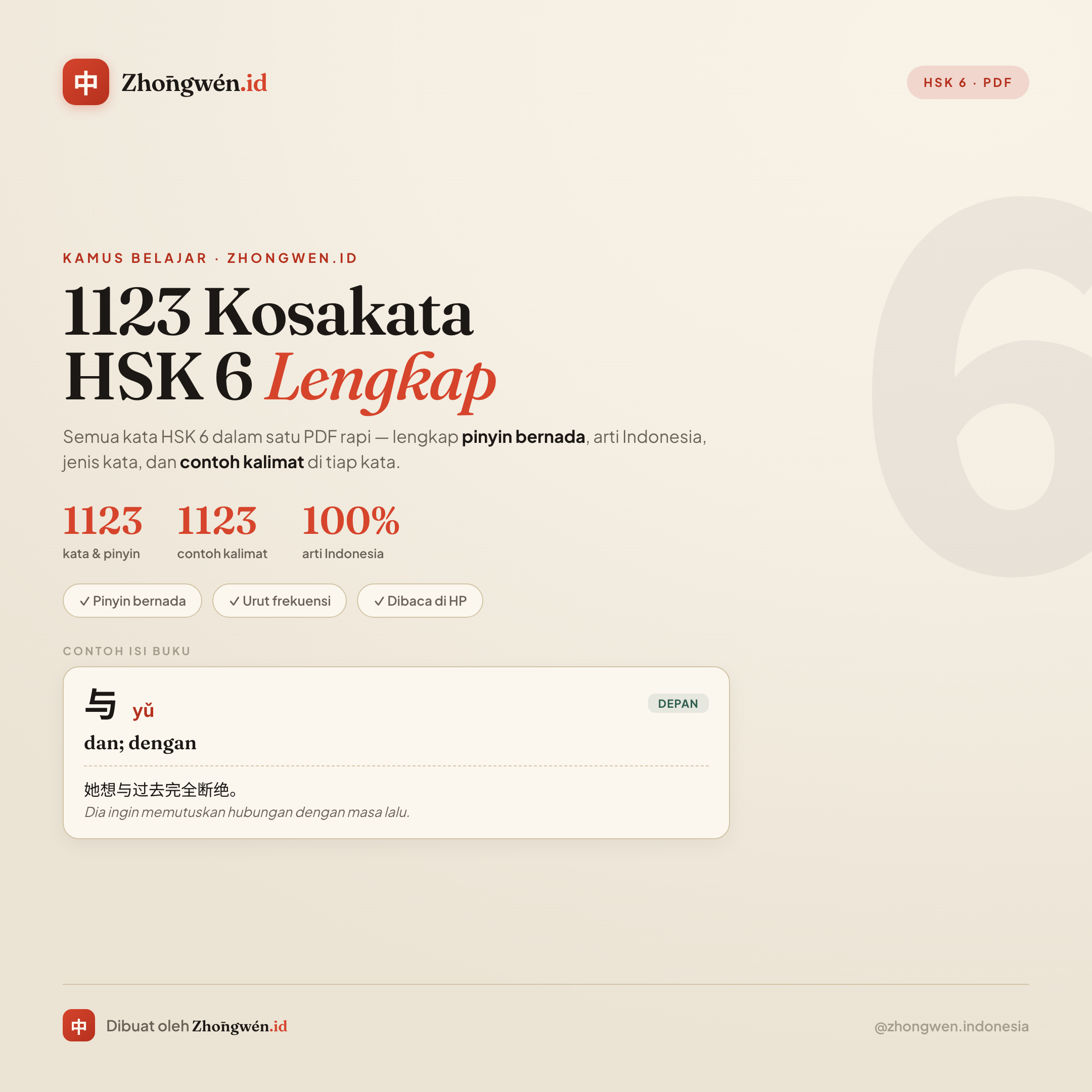 1.100+ Kosakata HSK 6 — Lengkap Pinyin, Arti & Contoh